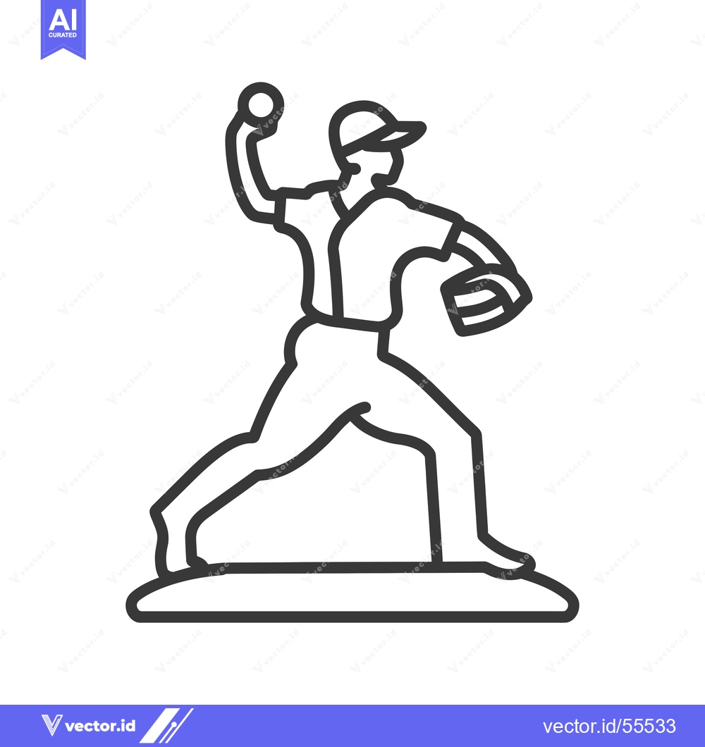 Premium Vector dari Line drawing of a baseball pitcher throwing a ball