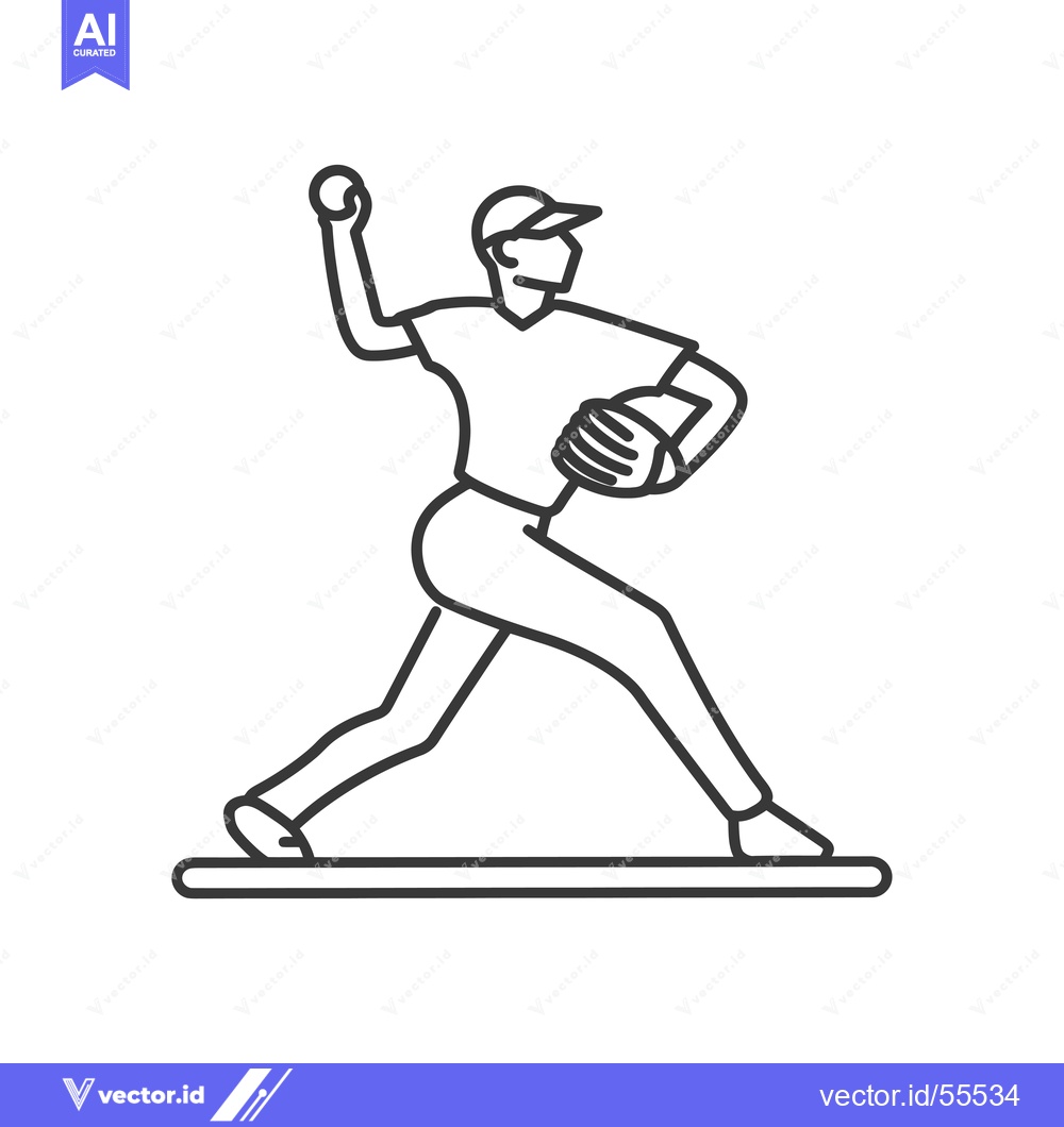 Premium Vector dari Line Drawing of a Baseball Pitcher Throwing a Pitch