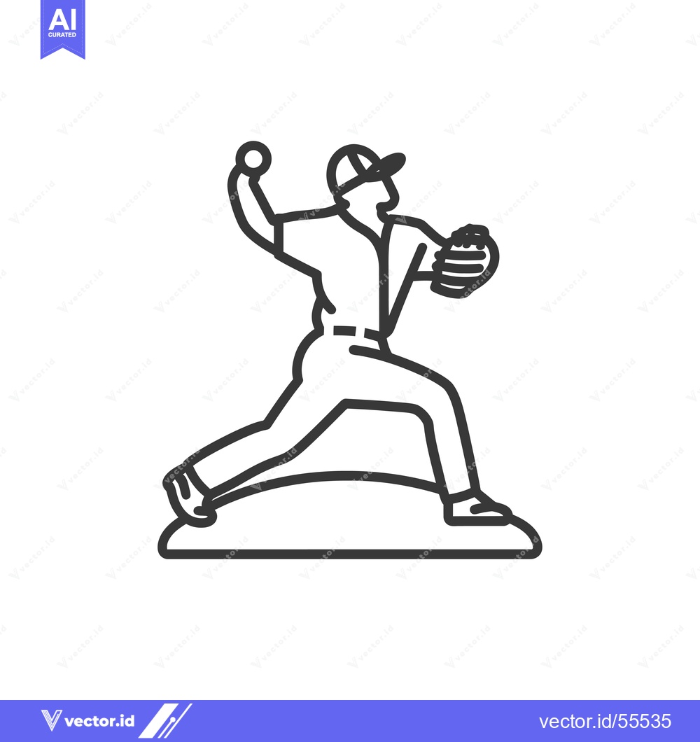 Premium Vector dari Line drawing of a baseball pitcher throwing a pitch