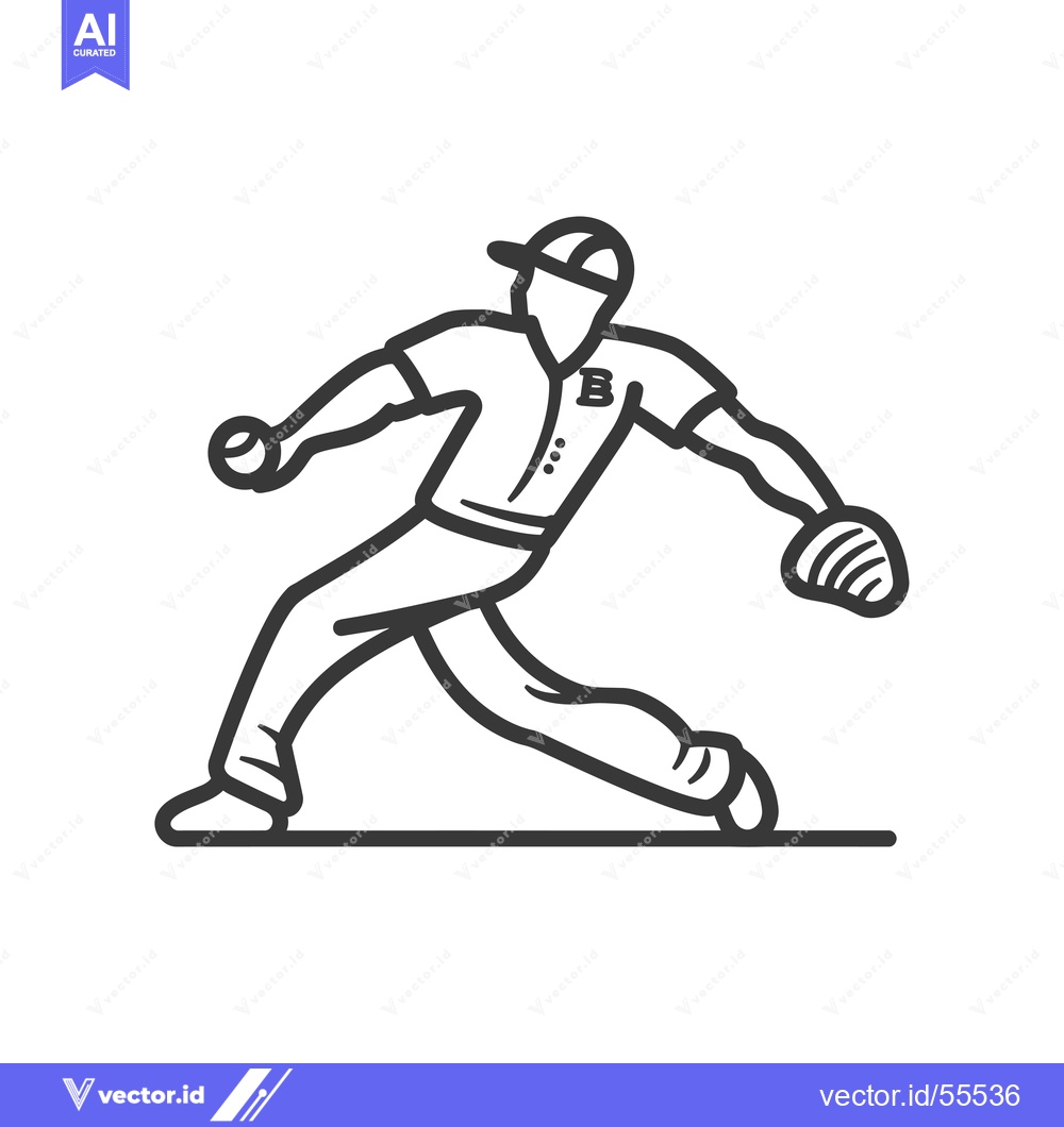 Premium Vector dari Line drawing of a baseball player pitching