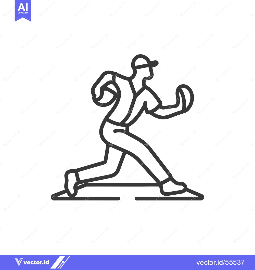 Premium Vector dari Line drawing of a baseball player running with a ball