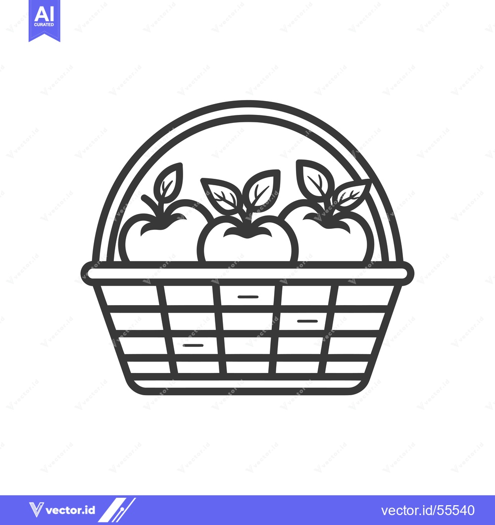 Premium Vector of Line Drawing of a Basket with Three Apples