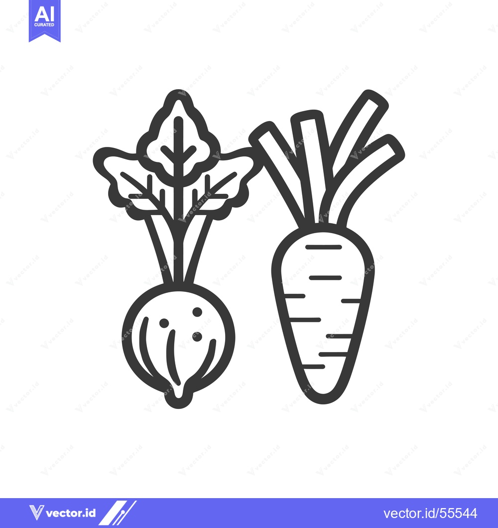 Premium Vector dari Line Drawing of a Beet and Carrot