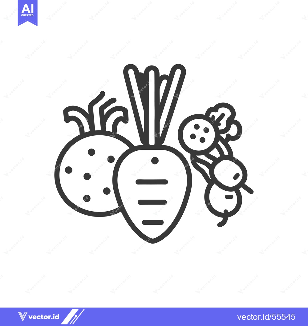 Premium Vector dari Line Drawing of a Beet, Carrot and Radishes