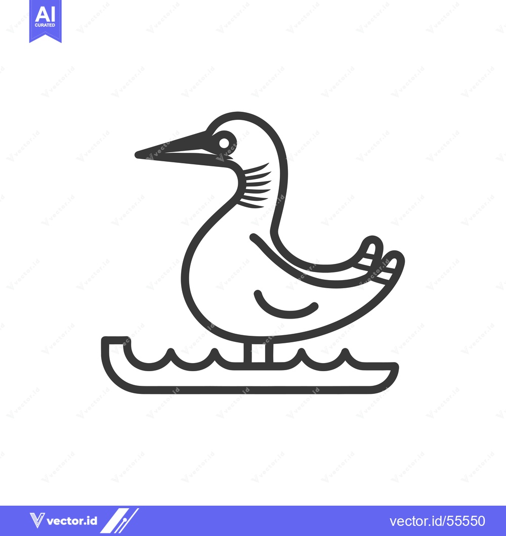 Premium Vector dari Line Drawing of a Bird on Water