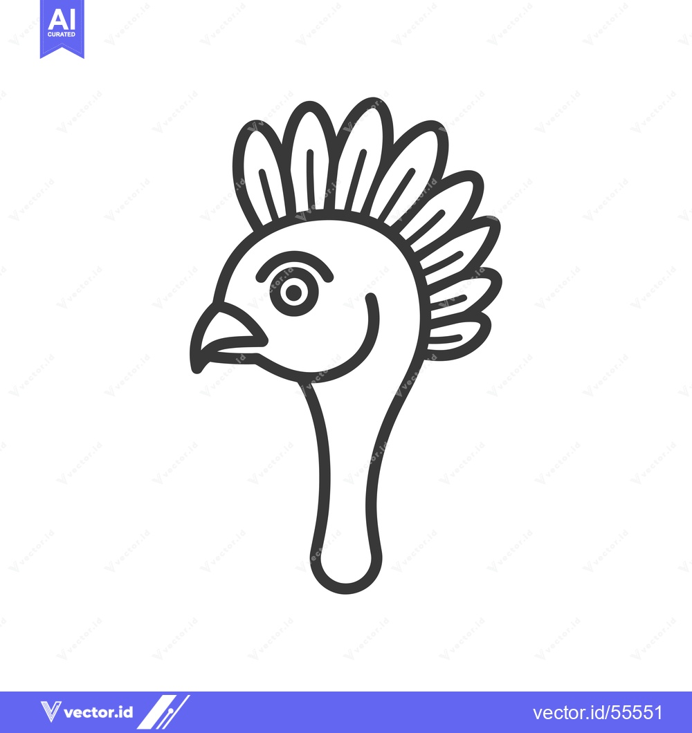 Premium Vector dari Line Drawing of a Bird's Head with a Spiky Crest