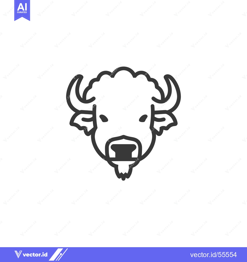 Premium Vector of Line Drawing of a Bison Head with Horns