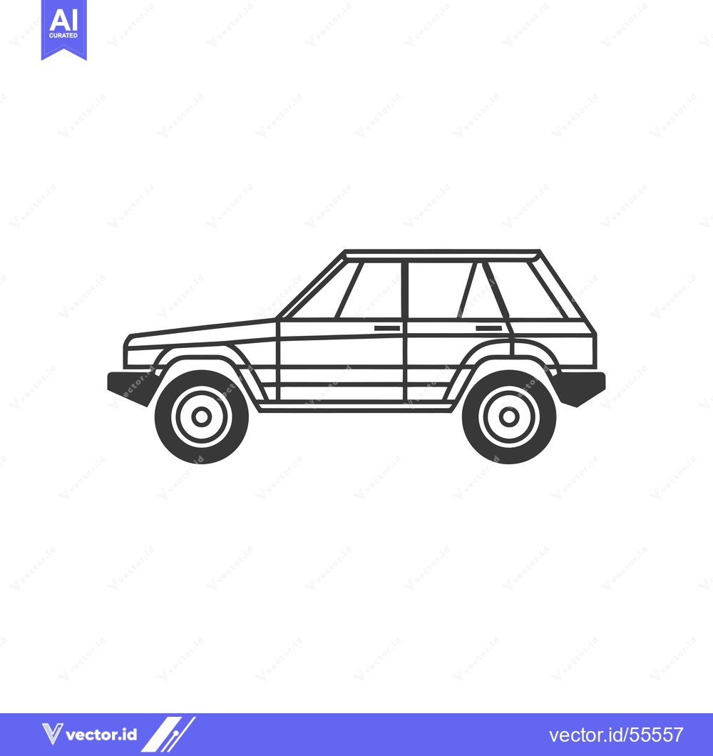 Premium Vector dari Line Drawing of a Black and White SUV