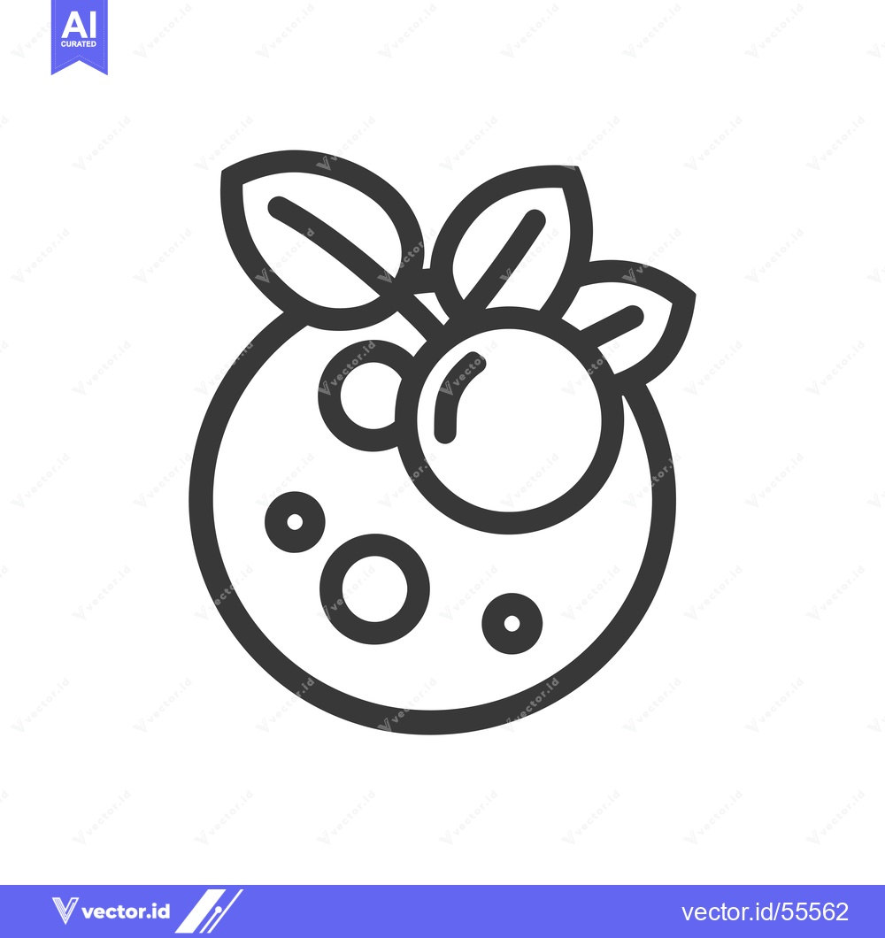 Premium Vector of Line drawing of a blueberry with leaves