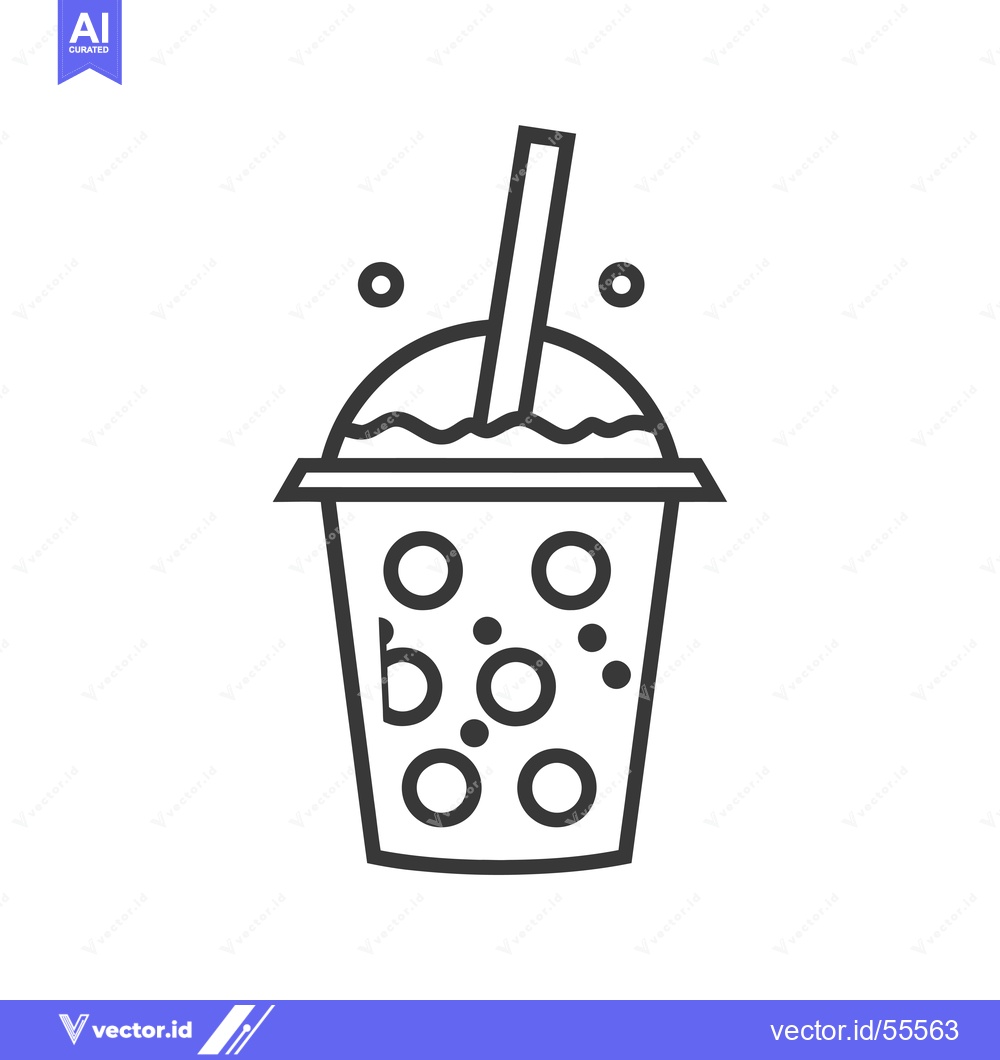 Premium Vector dari Line Drawing of a Boba Tea with Straw