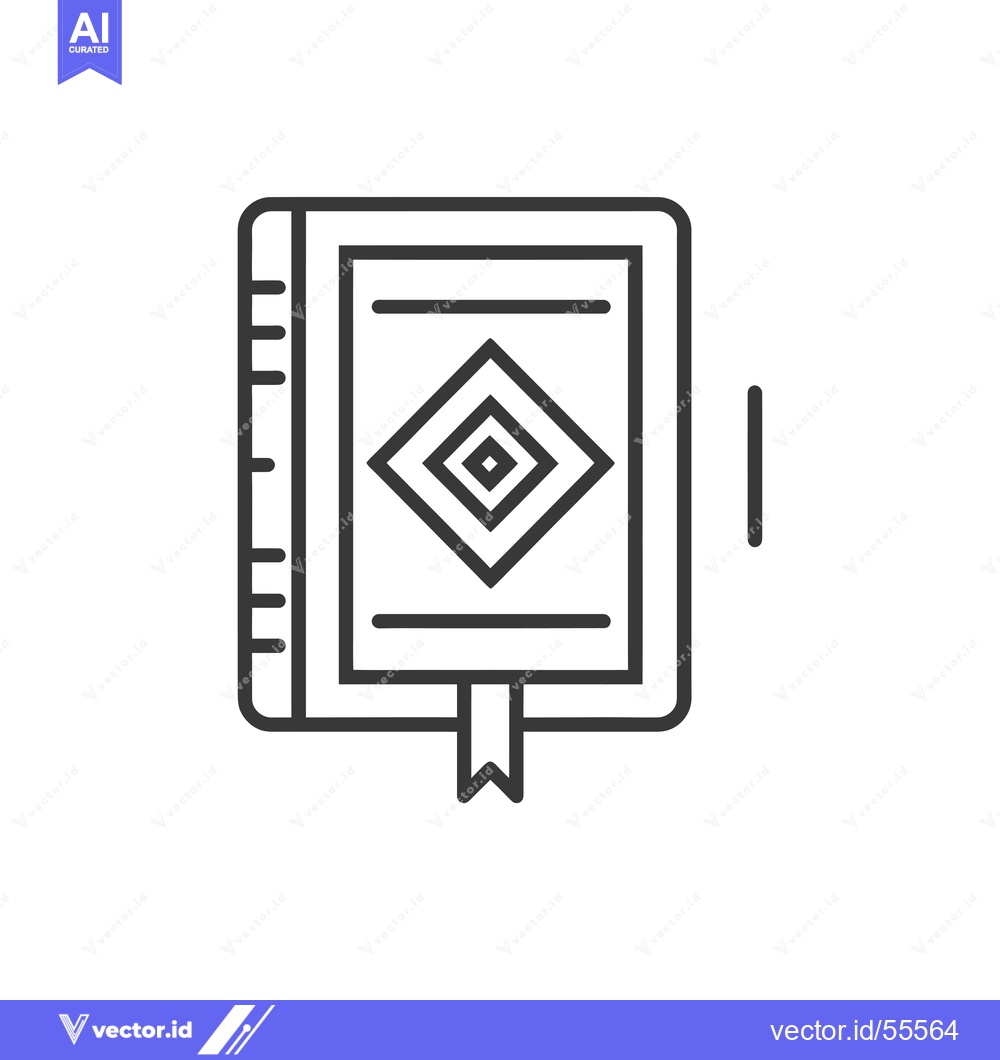 Premium Vector dari Line Drawing of a Book with a Square Inside and a Bookmark