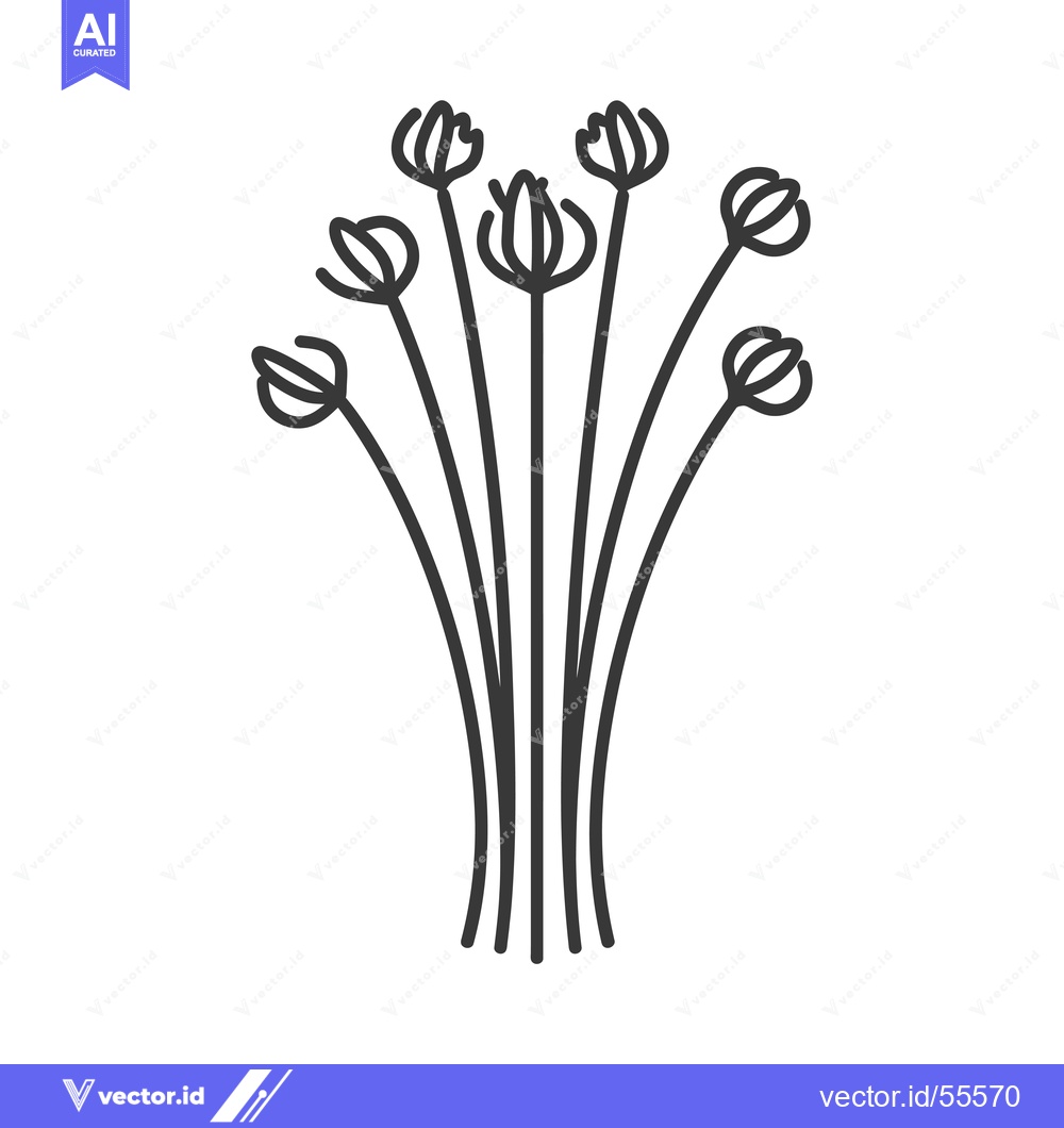 Premium Vector of Line Drawing of a Bouquet of Six Flowers