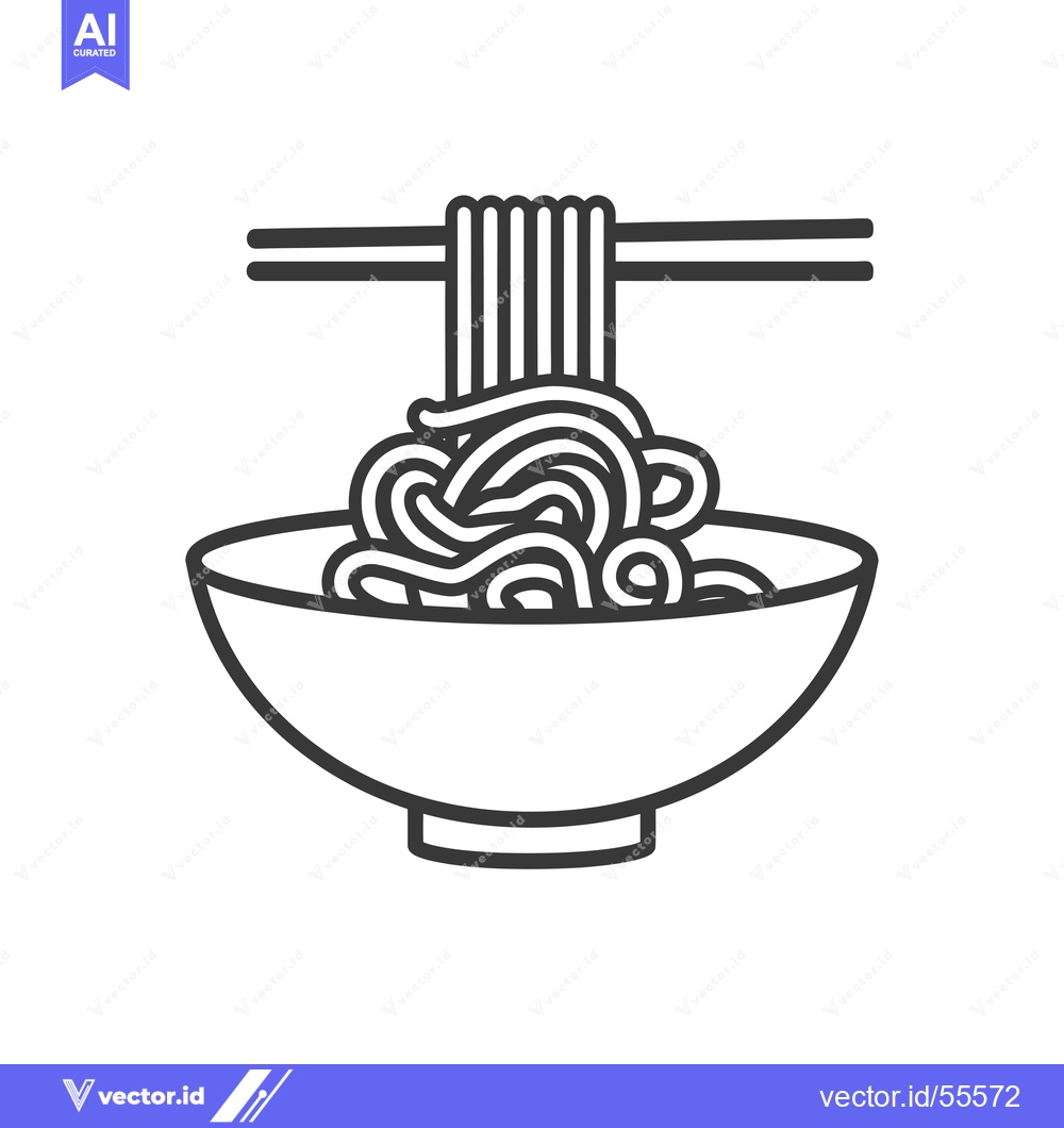 Premium Vector of Line drawing of a bowl of noodles with chopsticks