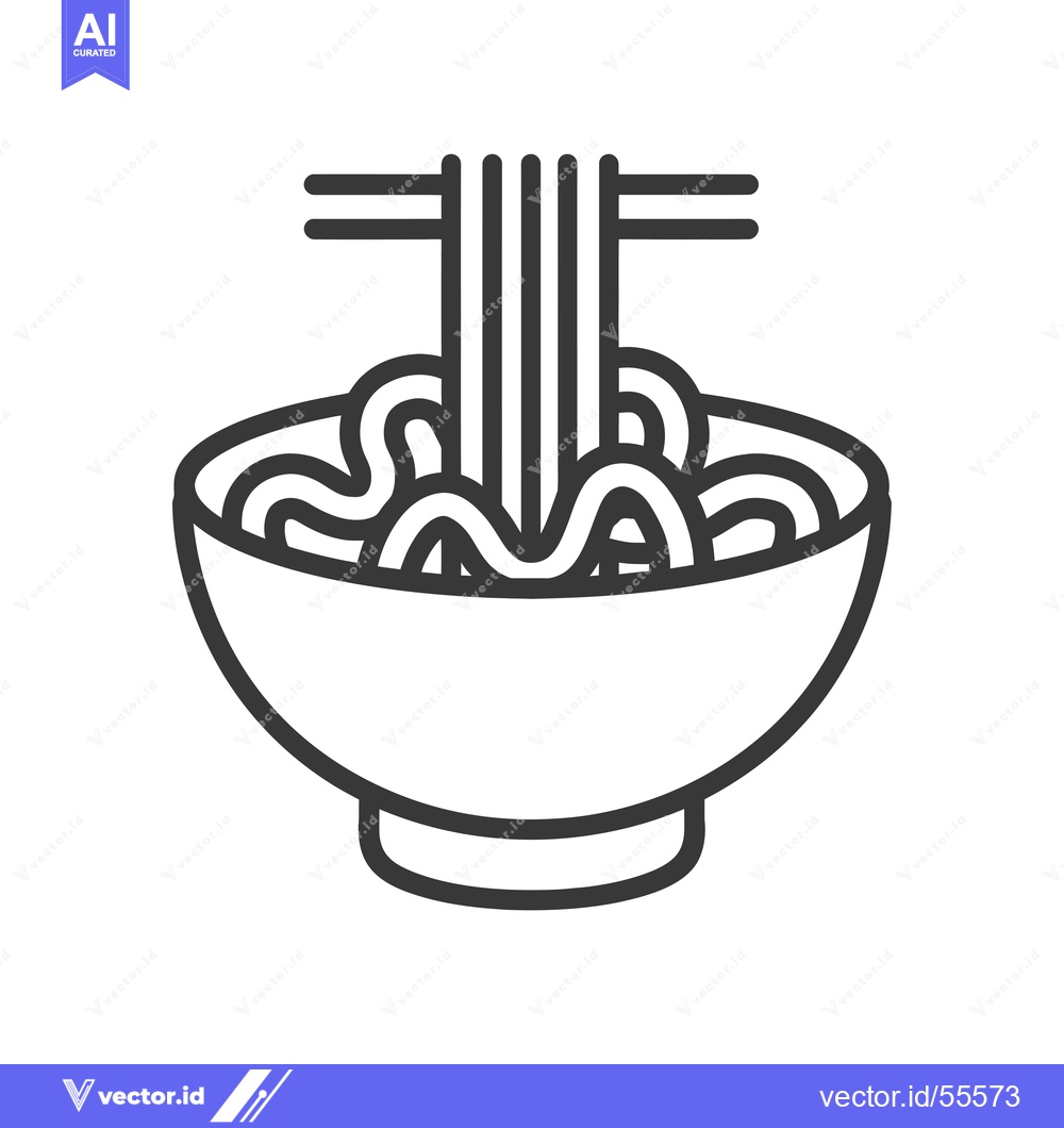 Premium Vector dari Line Drawing of a Bowl of Noodles with Chopsticks