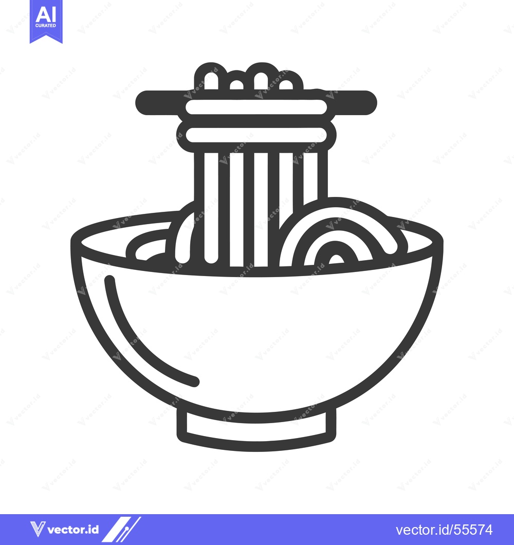 Premium Vector dari Line Drawing of a Bowl of Noodles with Chopsticks