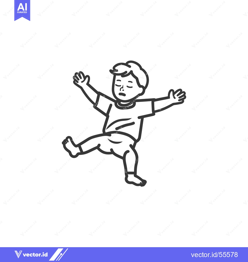 Premium Vector dari Line Drawing of a Boy Falling with Arms Outstretched