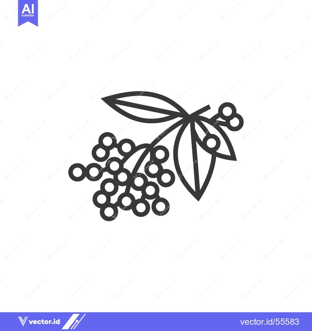 Premium Vector of Line Drawing of a Branch with Berries and Leaves