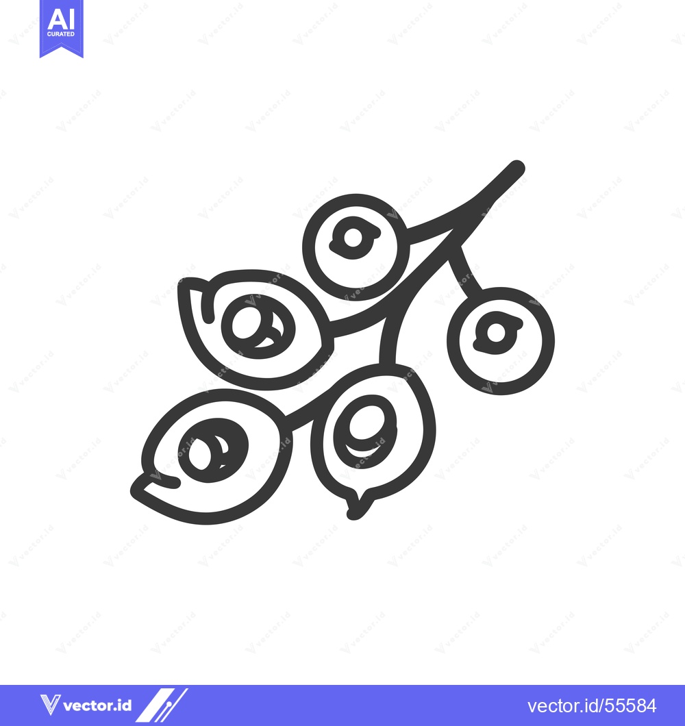 Premium Vector of Line Drawing of a Branch with Five Berries