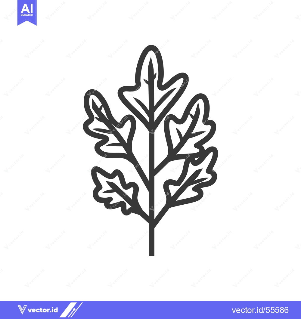 Premium Vector dari Line Drawing of a Branch with Five Leaves
