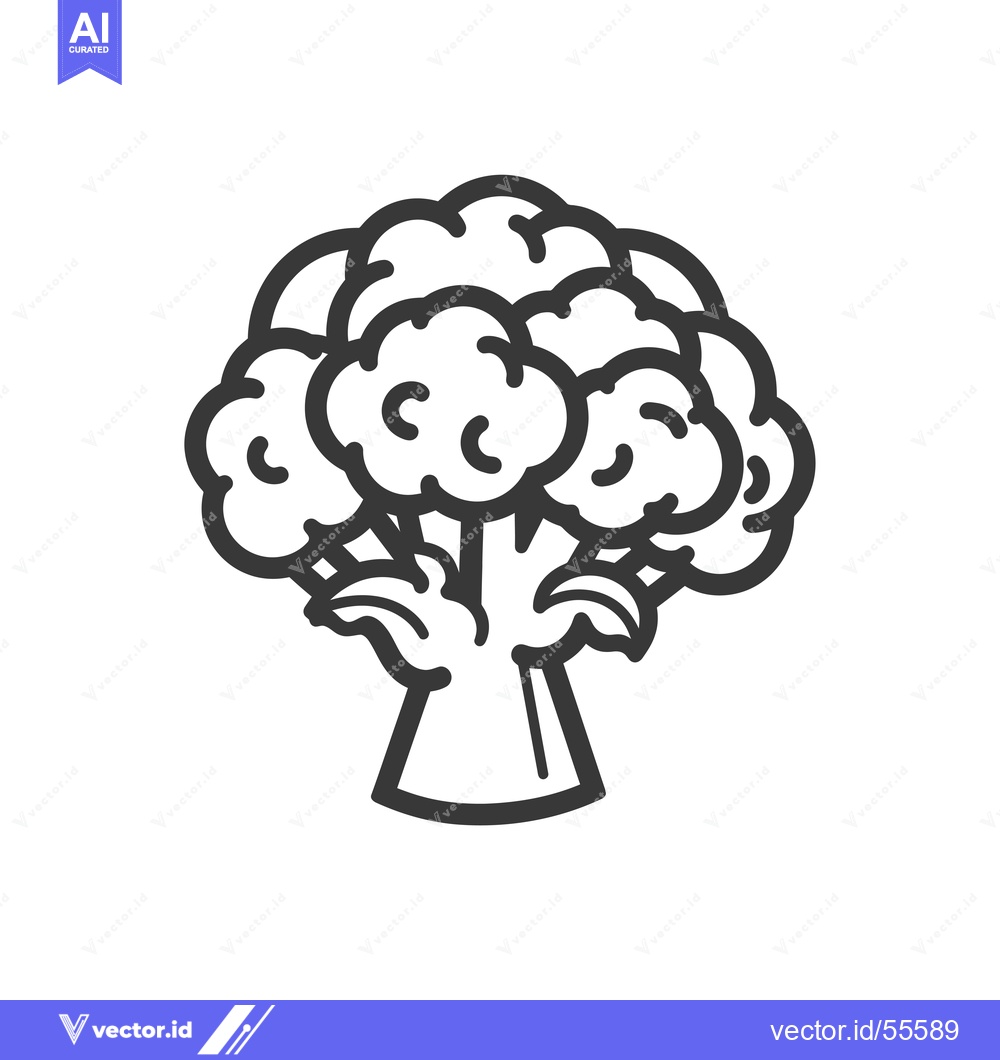 Premium Vector dari Line drawing of a broccoli floret