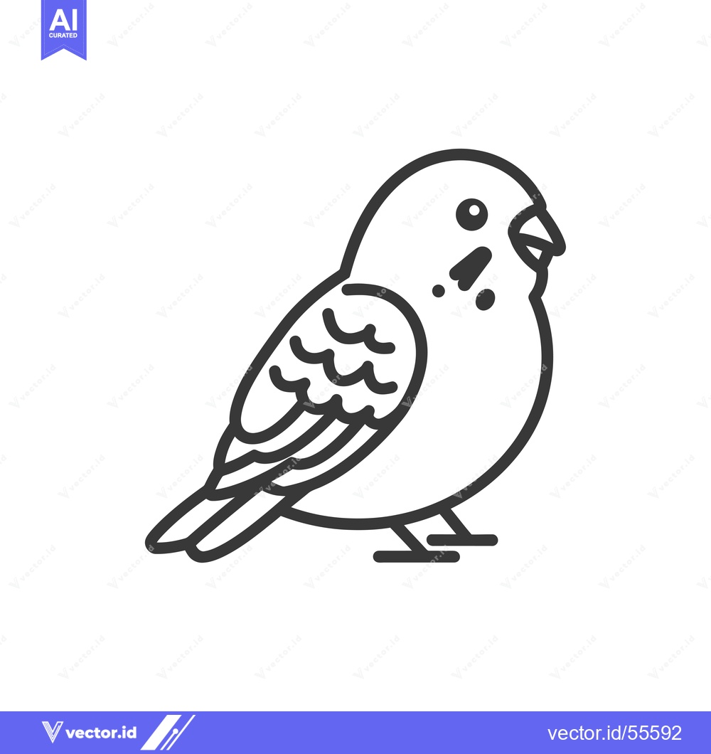 Premium Vector of Line drawing of a budgerigar, a small, colorful parrot