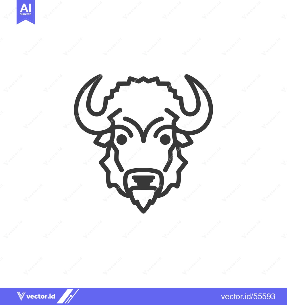 Premium Vector dari Line Drawing of a Buffalo Head