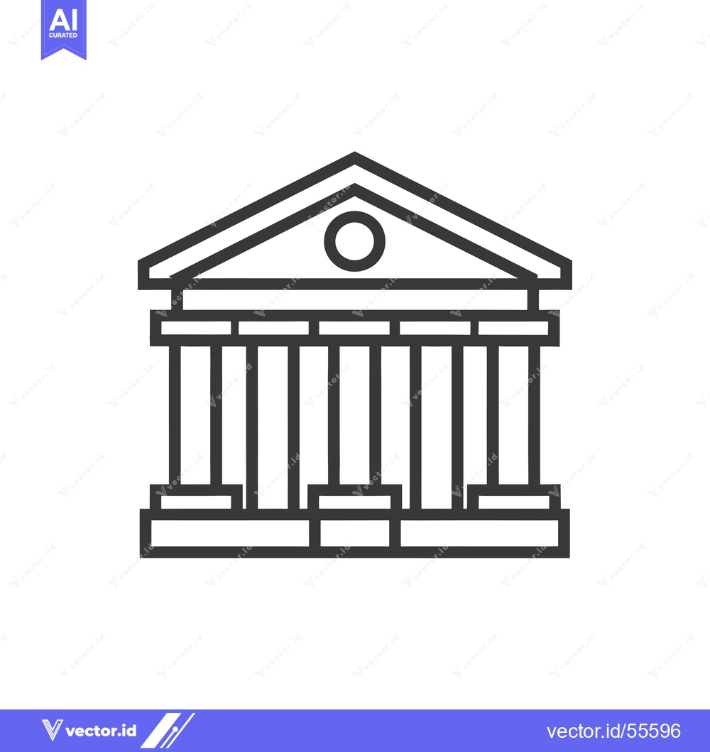 Premium Vector of Line Drawing of a Building with a Triangular Roof and Columns