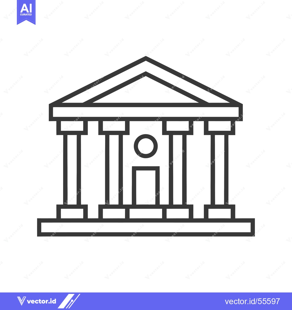 Premium Vector dari Line drawing of a building with columns and a triangular roof