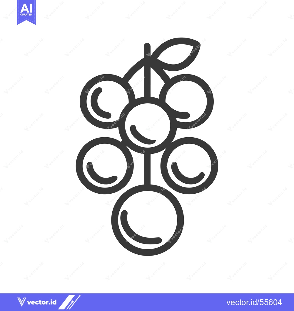 Premium Vector dari Line drawing of a bunch of grapes with a leaf