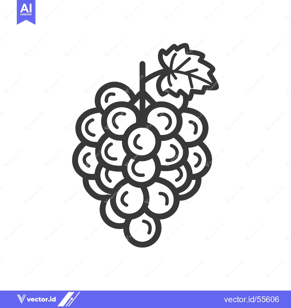 Premium Vector dari Line drawing of a bunch of grapes with a leaf