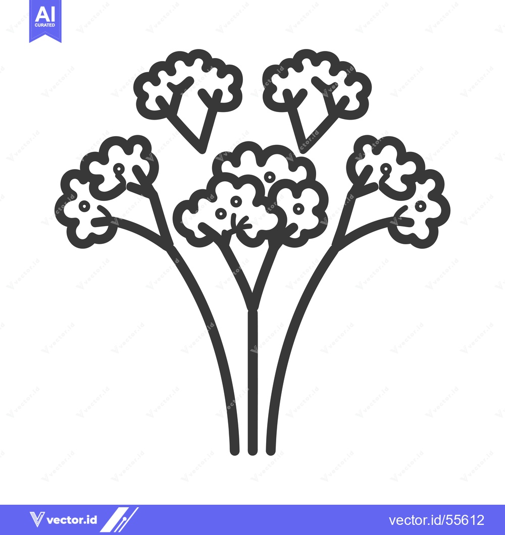 Premium Vector dari Line Drawing of a Bunch of Parsley