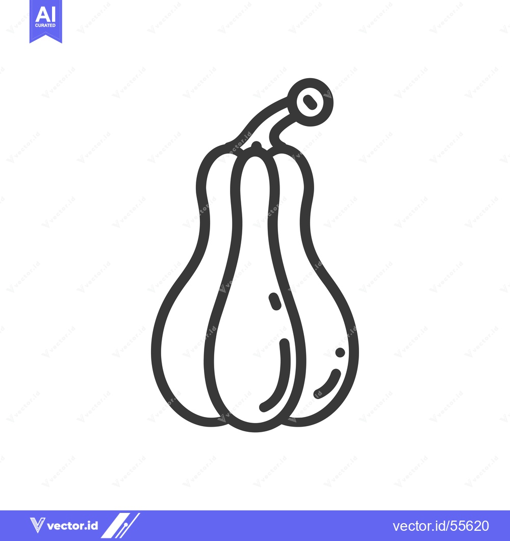 Premium Vector dari Line Drawing of a Butternut Squash