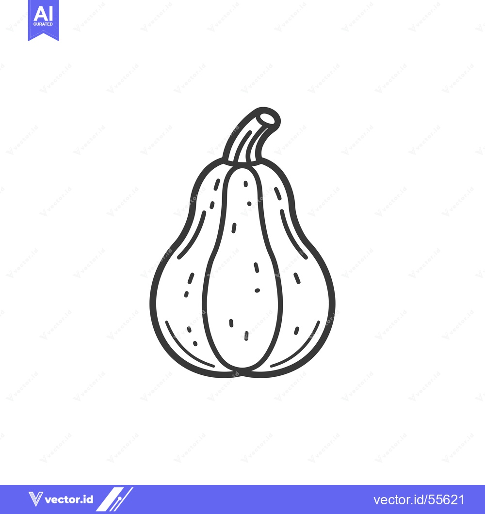 Premium Vector dari Line Drawing of a Butternut Squash