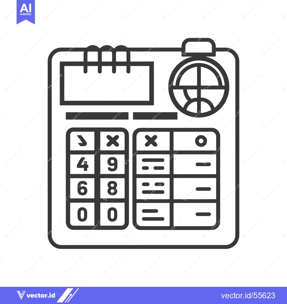 Premium Vector of Line Drawing of a Calculator with a Display and Buttons