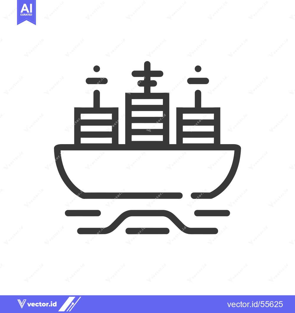 Premium Vector dari Line Drawing of a Cargo Ship with Containers