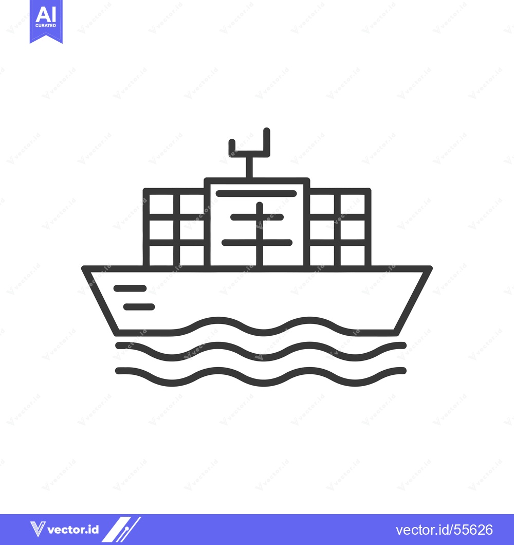Premium Vector dari Line drawing of a cargo ship with containers