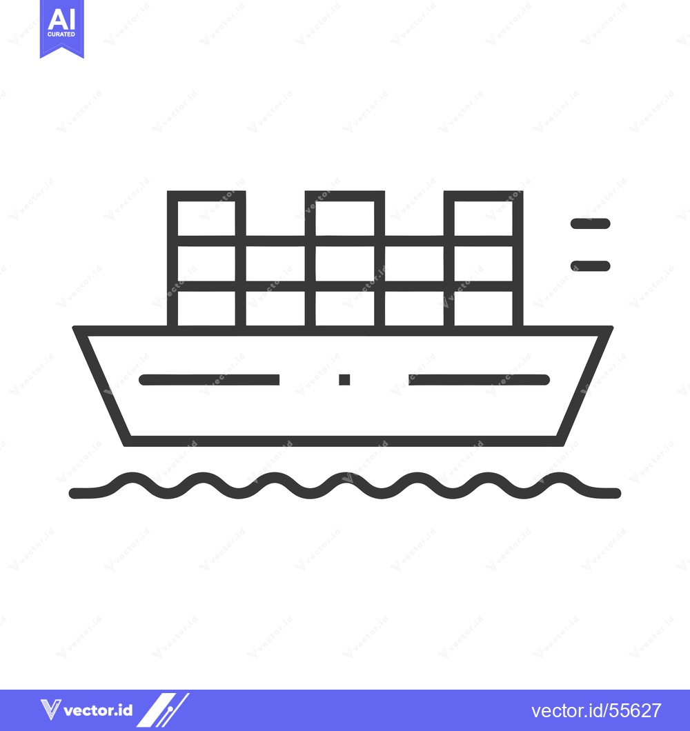 Premium Vector dari Line Drawing of a Cargo Ship with Containers
