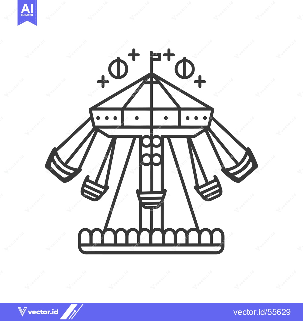 Premium Vector dari Line drawing of a carnival swing ride