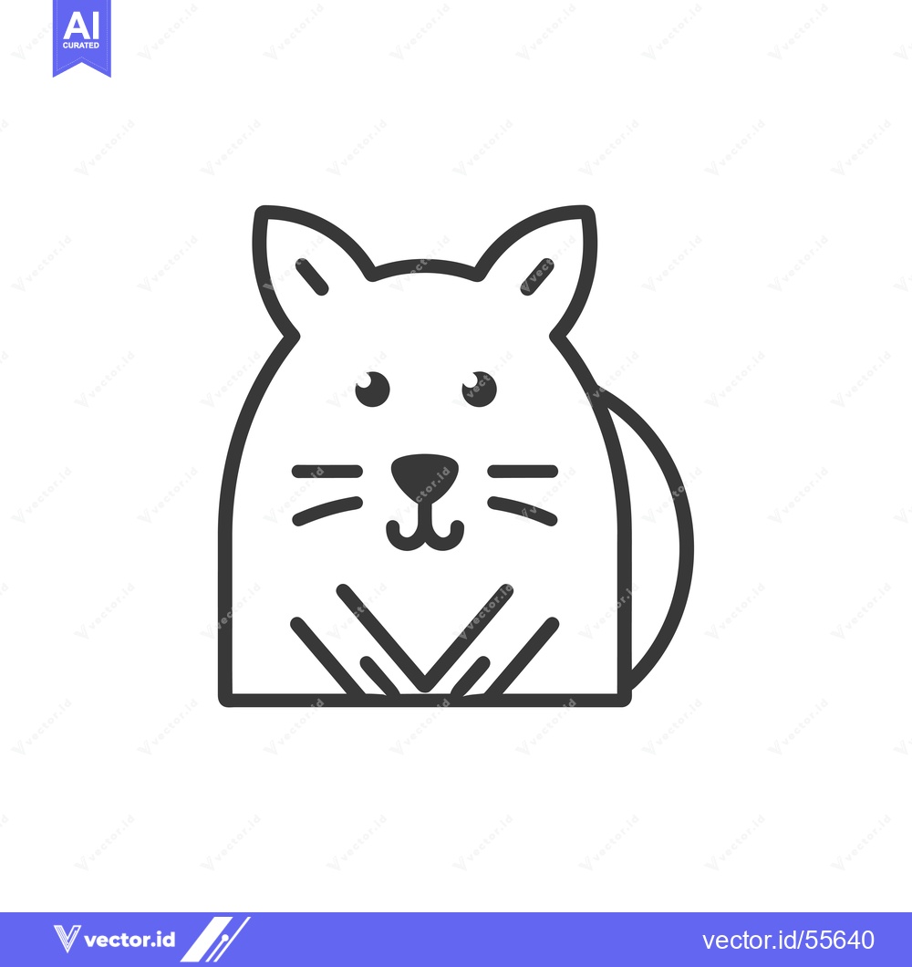Premium Vector of Line Drawing of a Cartoon Cat with Big Eyes