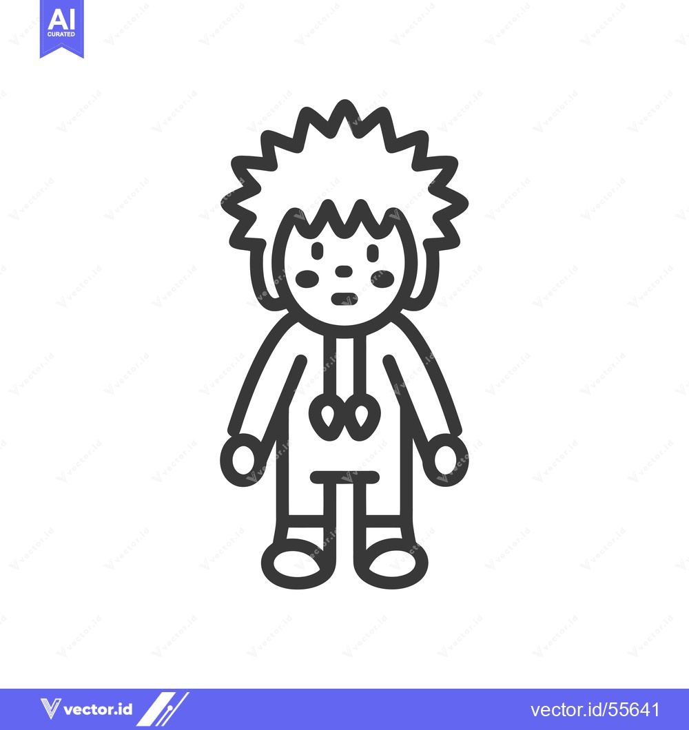 Premium Vector dari Line Drawing of a Cartoon Character Wearing a Hoodie