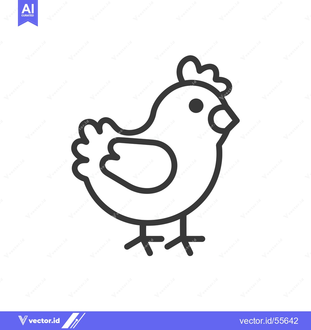 Premium Vector dari Line drawing of a cartoon chicken facing right