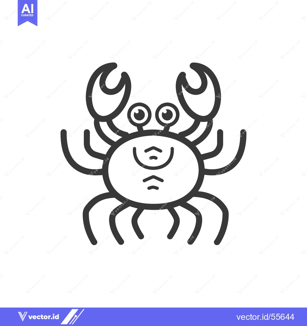 Premium Vector of Line Drawing of a Cartoon Crab with Big Eyes