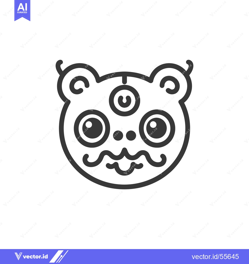 Premium Vector dari Line Drawing of a Cartoon Creature with Three Eyes