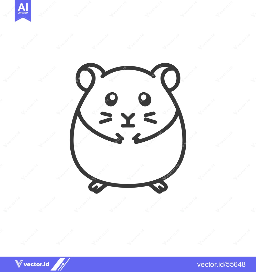 Premium Vector dari Line Drawing of a Cartoon Hamster with Big Eyes