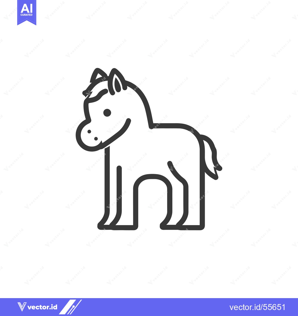 Premium Vector of Line drawing of a cartoon horse with a friendly expression