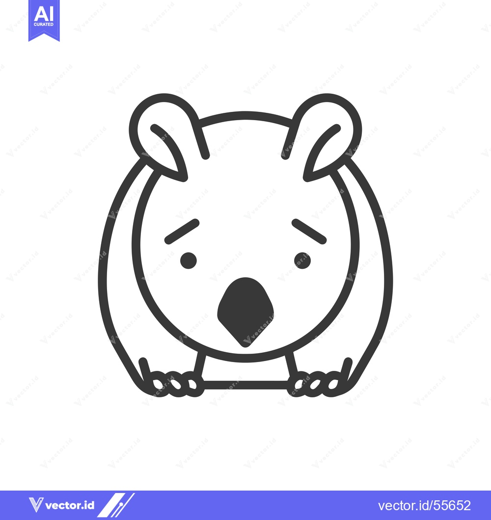 Premium Vector dari Line drawing of a cartoon koala with a concerned expression