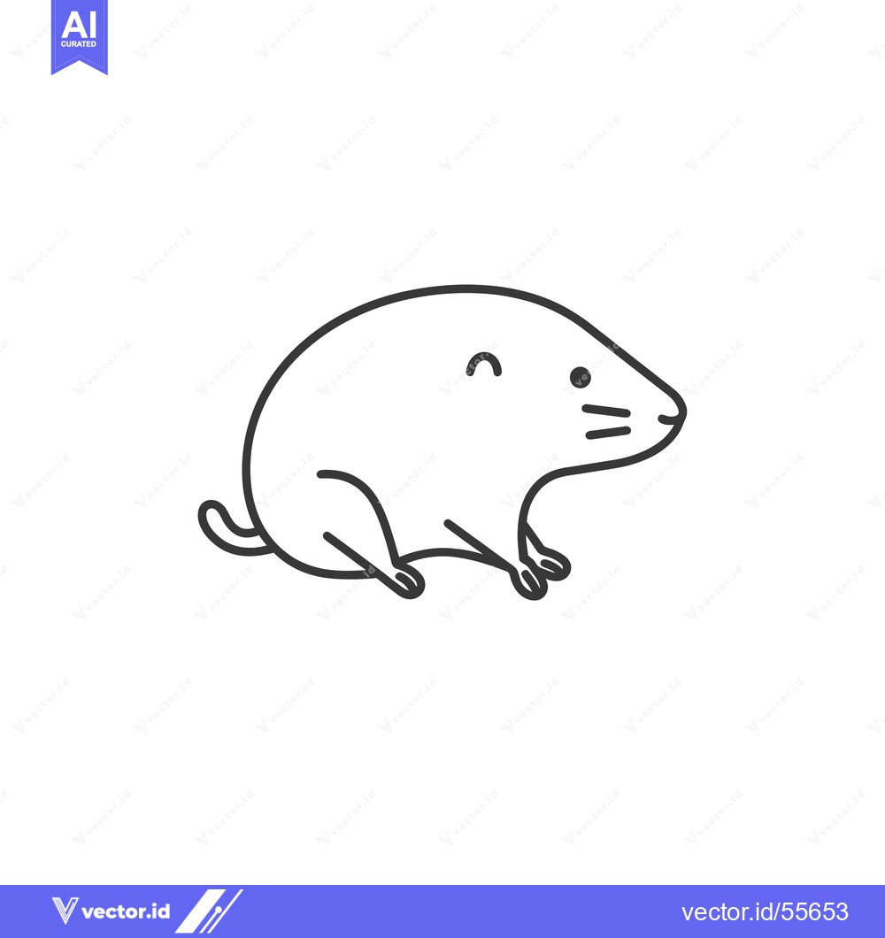 Premium Vector of Line drawing of a cartoon mole sitting with a smile