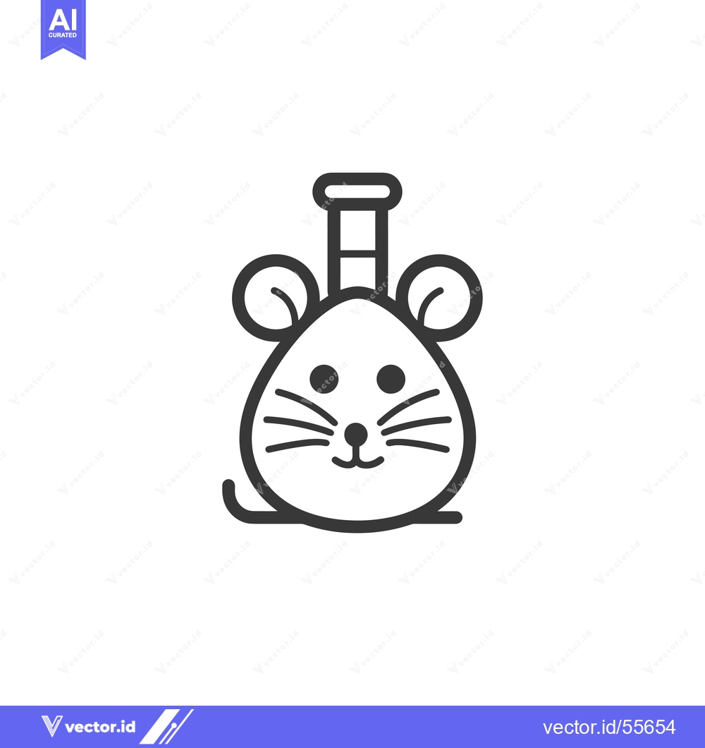Premium Vector dari Line drawing of a cartoon mouse with a tall hat