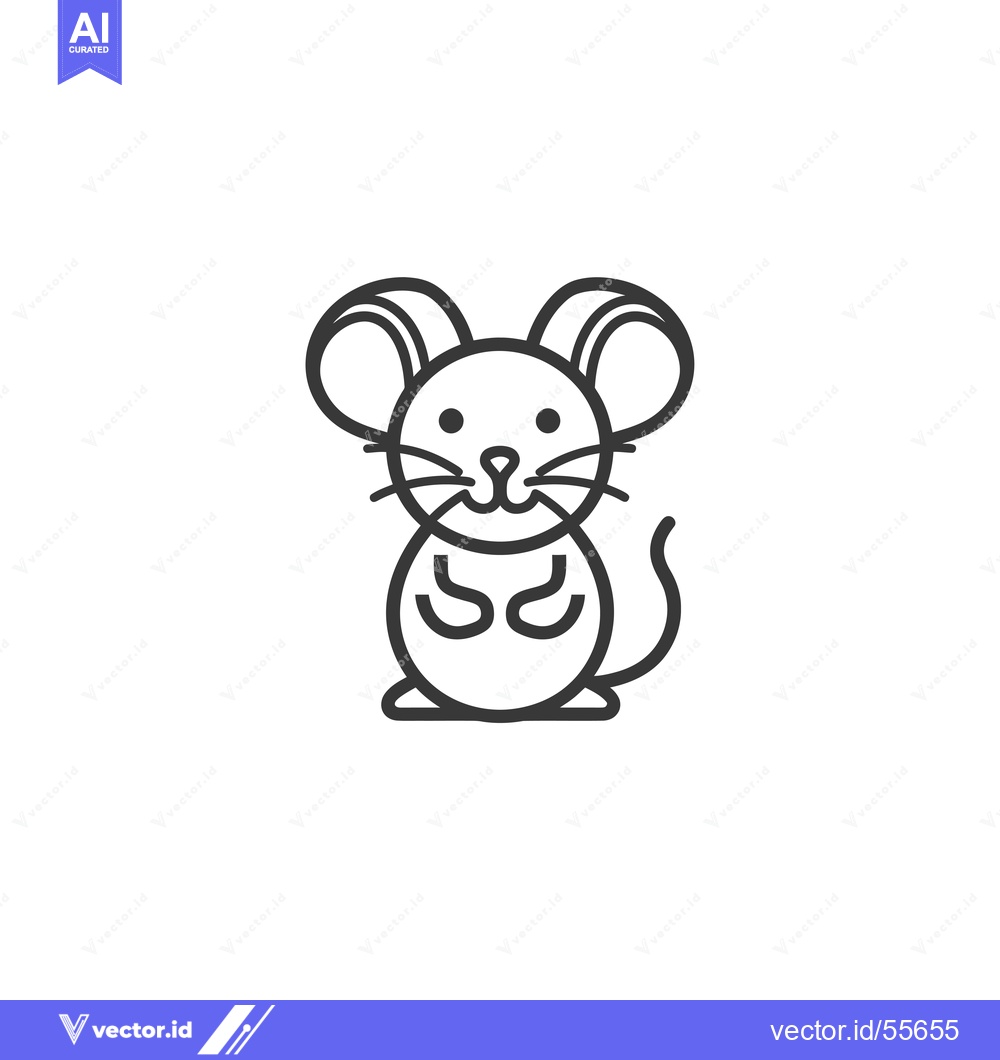 Premium Vector dari Line drawing of a cartoon mouse with large ears