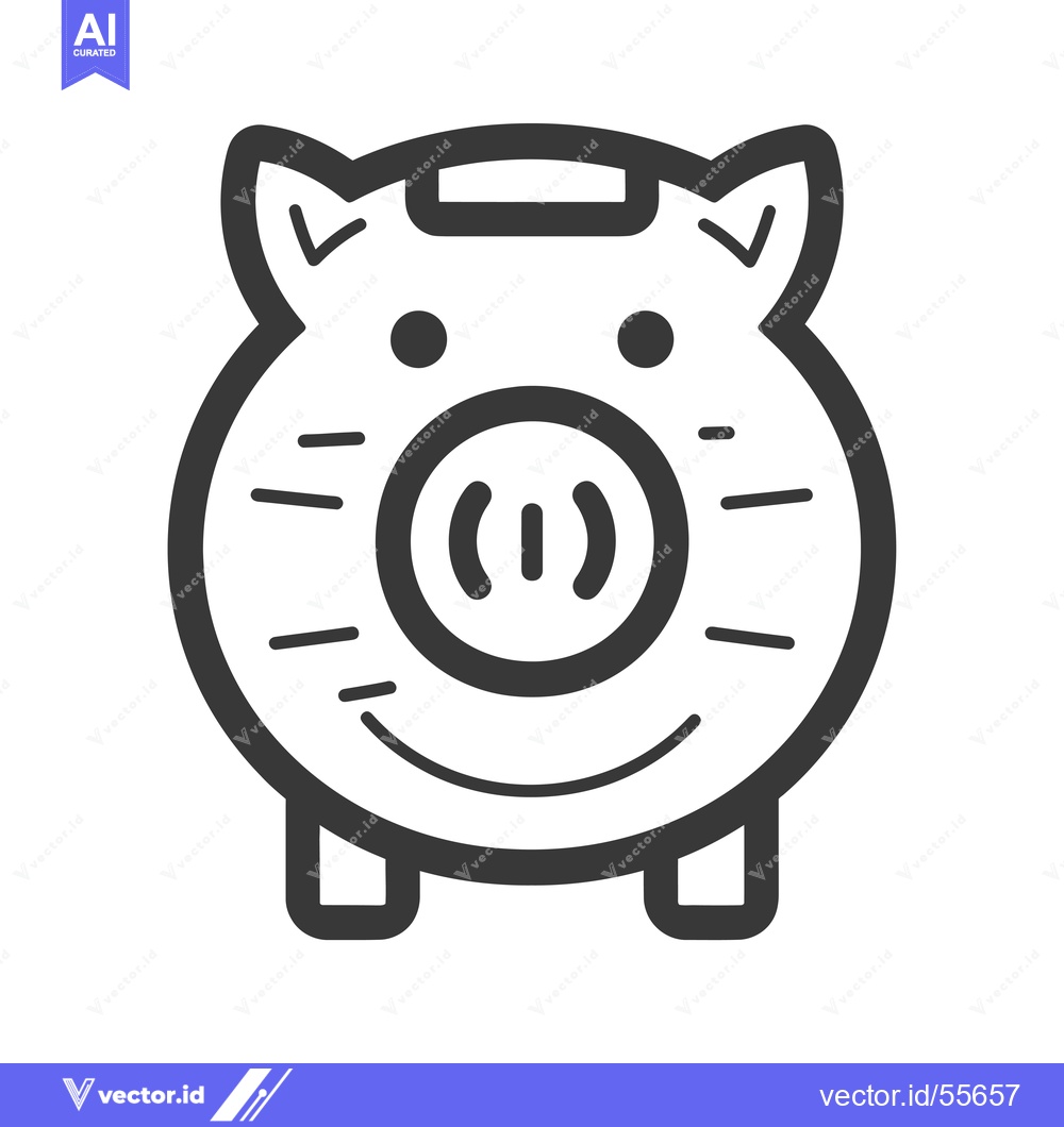 Premium Vector of Line Drawing of a Cartoon Piggy Bank